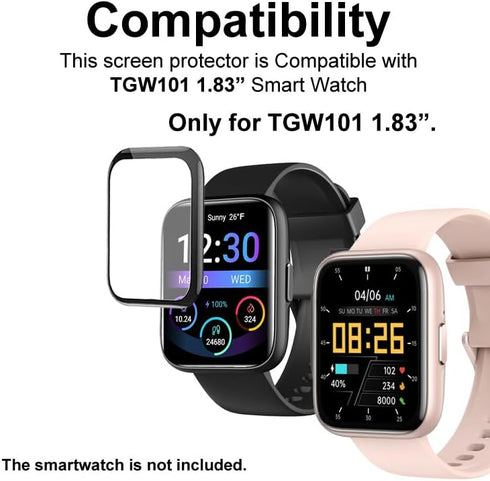 Compatible with OYV TGW101 1.83”, 3D Smart Watch Screen Protectors, 3 Piece, Full Coverage, Anti-shatter