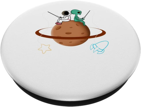 Astronaut Fishing With Alien PopSockets Standard PopGrip