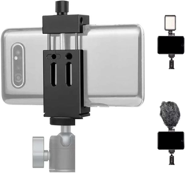 Aluminum Metal Phone Tripod Mount with 3 Cold Shoes & 1/4" Arca