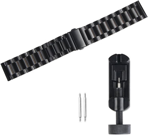 YOUkei Compatible with Garmin Venu Sq 2 Bands - Stainless Steel Metal Replacement Strap for Smartwatch, Black