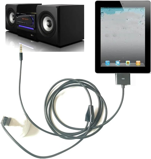 30 Pin to AUX USB, 30 Pin Charger Dock to 3.5mm Car AUX Audio USB Charger Cable for Phone 3G 4G Pod Touch (Black)