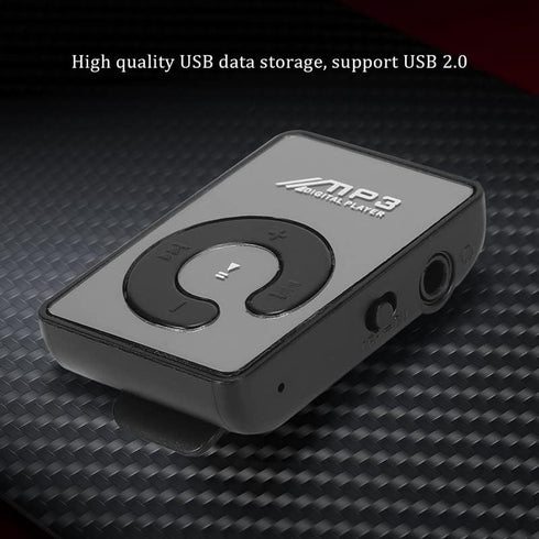 Ruitutedianzi Mp3 8GB Mini Mirror Clip USB Digital Music Player Support SD TF Card Black