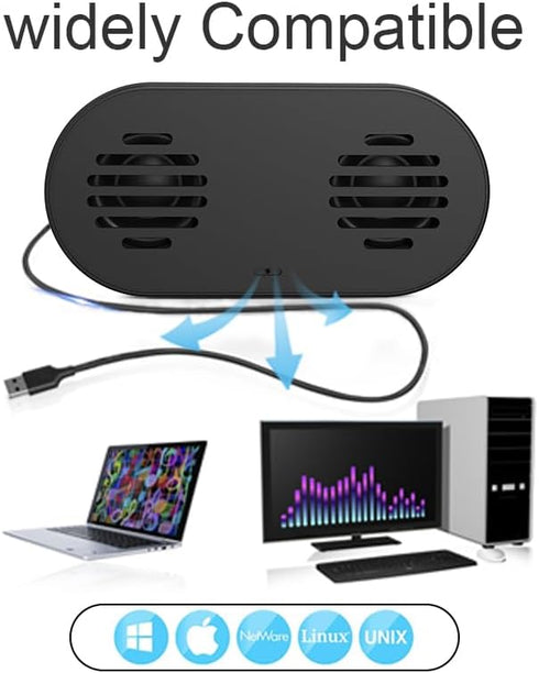 HONKYOB Speaker,360 USB Computer Speaker with Built-in Microphone, Mini Soundbar Speaker for Desktop Laptop PC, Plug