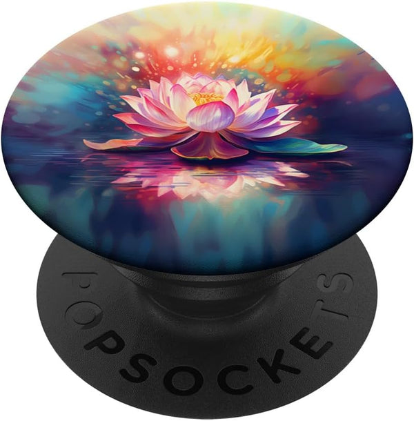 Lotus Flower Yoga Meditation Watercolor, PopSockets Swappable PopGrip