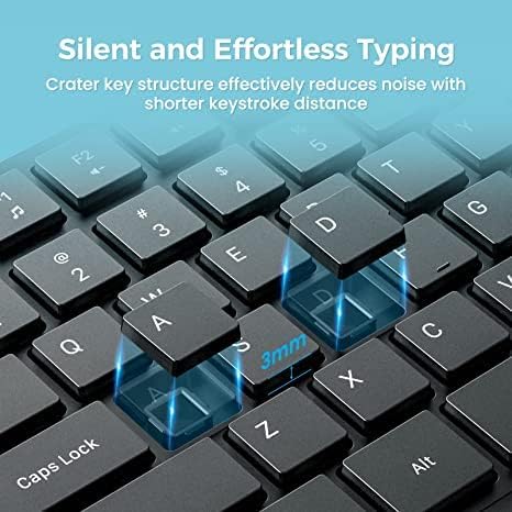 Wireless Keyboard and Mouse Combo, Lovaky 2.4G Full-Sized Ergonomic Keyboard Mouse, Quiet Click for Computer