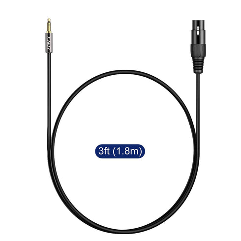 J&D XLR to 3.5mm Microphone Cable, 3 Feet PVC Shelled XLR Female to 1/8 inch TRS Male Balanced Cable