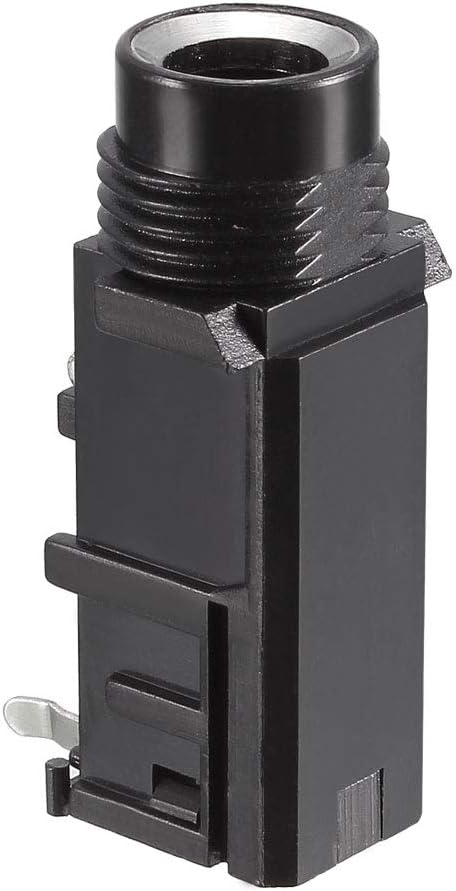 uxcell PCB Mount 6.35mm 3 Pin Socket Headphone Stereo Jack Audio Video Connector, Black, 6Pcs