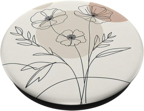 White Cream Beige Boho Chic Minimalist Flower, PopSockets Standard PopGrip