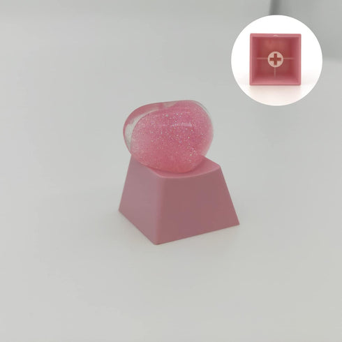 Handmade Cute Keycaps, Compatible with Cherry MX Switches Mechanical Keyboard, Pink PBT Keycap, Artisan ESC OEM Profile