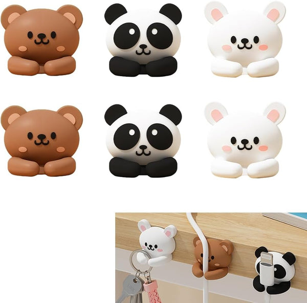 XVYLFZNP 6pcs Cute Animal Cable Organizer Adorable Panda Rabbit Bear Shaped Cable Clips
