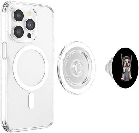 English Bulldog Puppy Lover PS Funny English Bulldog Puppy In A Baby Carrier. Dog Lover PopSockets PopGrip for MagSafe