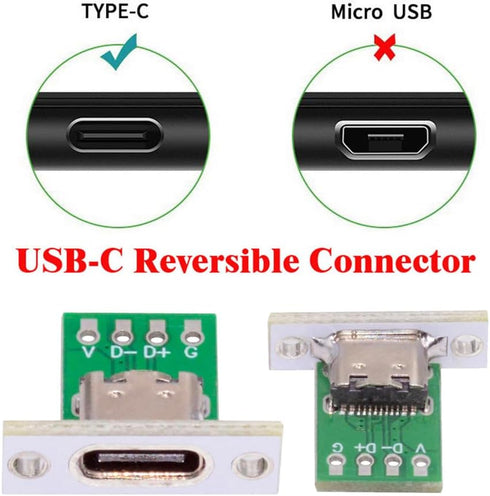 NFHK DIY OEM 5pcs/Set Type C Female Socket Connector Panel Mount with PC Board 24pin USB 2.0
