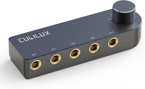 Cubilux Bidirectional 4-Channel 6.35mm Audio Selector, 1x TRS to 4X TRS Stereo AUX Switch Box for Home Audio