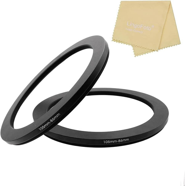 2 Pieces 105-86mm Metal Step-Down Adapter Ring, 105mm Lens to 86mm Filter Size Accessories
