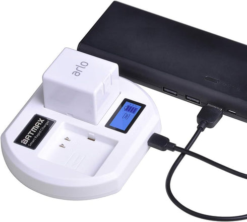 Batmax Rapid LCD USB Dual Battery Charging Station for Arlo Pro, Pro 2 & Arlo Go Security Camera Batteries
