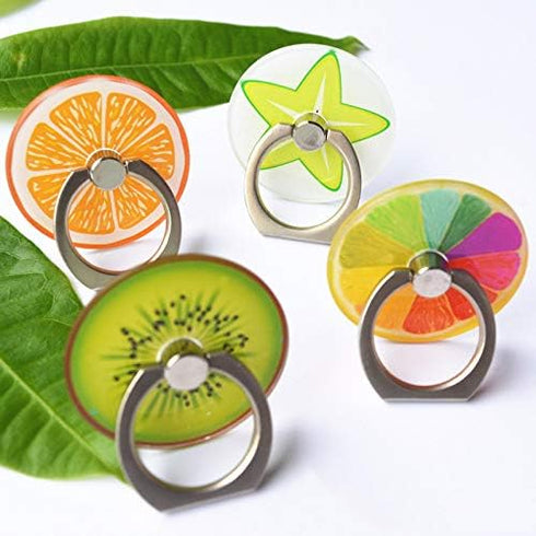 Crystal Flower Fruit Shape Ring Stent, 360° Rotation Finger Ring Grip Cell Phone Holder Stand (Strawberry)