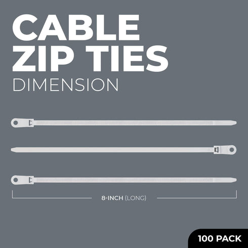 Black Zip Ties with Screw Holes - Heavy Duty Multipurpose Cable Ties for Binding and Mounting (100 Pieces)