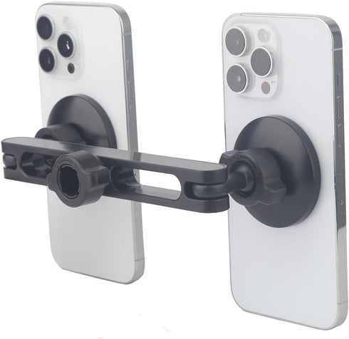 Rigdance 1/4"-20 17mm 2-in-1 2 Dual Magnetic Phone Holder for Car & Tripod Screw & Ball Socket Compatible | Adjustable