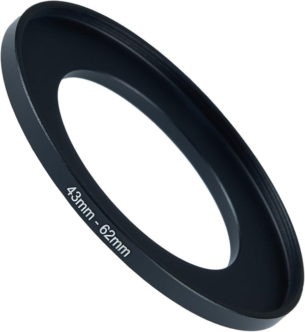 43mm to 62mm Step-up Adapter Rings Filter Adapter - Black Metal Step Down Filter Ring Compatible with All Brands