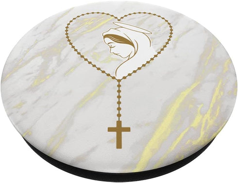 Virgin Mary Rosary Marble Catholic Faith Lady Of Fatima PopSockets Swappable Pray PopGrip