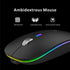 Uiosmuph LED Wireless Mouse, G12 Slim Rechargeable Silent Mouse, 2.4G Portable USB Optical Mice, Matte Black