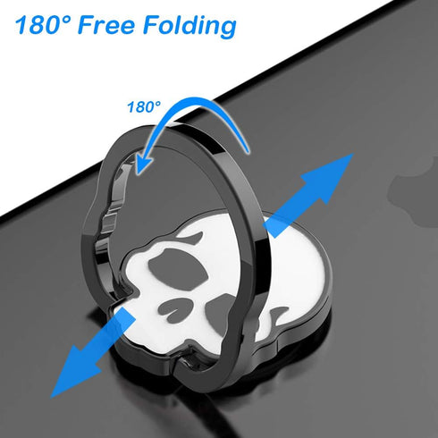 3 Packs Skull Shape Phone Ring Holder, 180° Adjustable Metal Stand in Black, White, Red