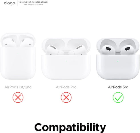 elago Silicone Case for AirPods 3rd Generation, Carabiner Included, Supports Wireless Charging, Shock Resistant (Jean