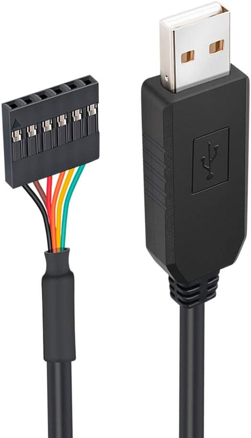 DTech USB to TTL Serial 5V Adapter Cable with FTDI FT232RL Chip, 6 Pin 0.1 inch Pitch Female Socket Header for Windows
