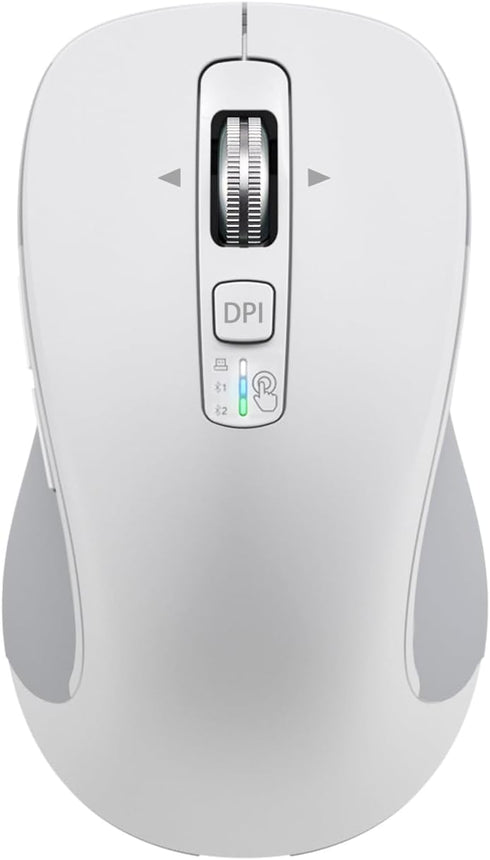 Wireless Bluetooth Mouse (USB + BT1 + BT2), Full Size, Multi-Device Silent Mouse for Computer, Laptop, iPad, MacBook
