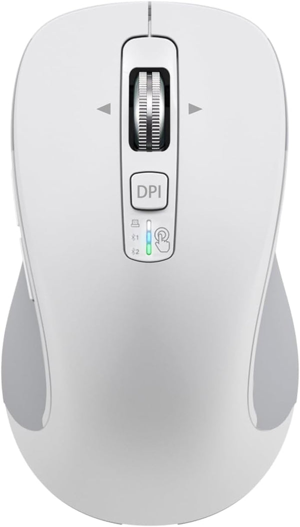 Wireless Bluetooth Mouse (USB + BT1 + BT2), Full Size, Multi-Device Silent Mouse for Computer, Laptop, iPad, MacBook