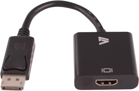 V7 Video Adapter, DisplayPort/HDMI 19 Pin HDMI Type A (F) to 20 Pin DisplayPort (M), Black