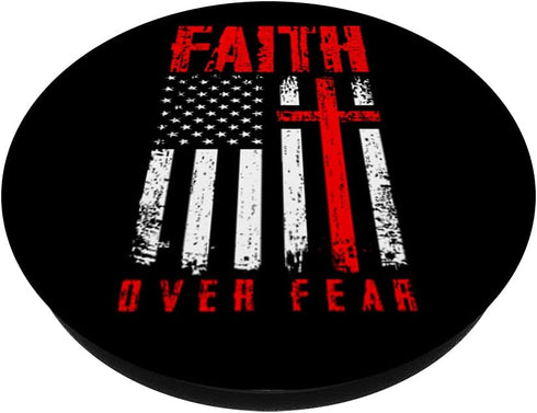Faith Over Fears Christian Cross American USA Flag Gym PopSockets Swappable PopGrip
