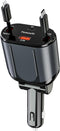 Retractable Car Charger 4 in 1 Fast Phone Charger Adapter PD 63W with 31.5 inch Cables and 2 USB Ports, Compatible with
