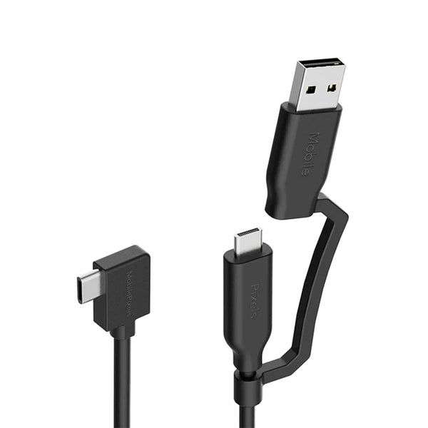 MP Mobile Pixels 2-in-1 USB Cable, 3A/5.0 Gbps USB Type C to USB Type A/C Cable with Right Angle Head (3ft, Black)
