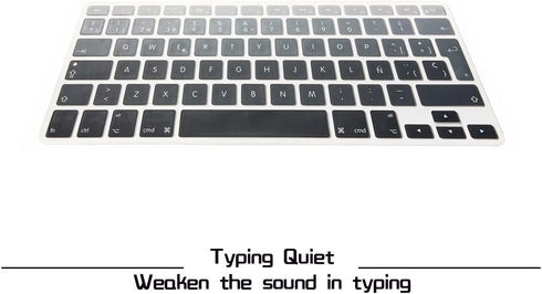 HRH Spanish Silicone Keyboard Cover for MacBook Air 13, MacBook Pro 13/15/17, iMac Older EU Layout - Ombre Gray