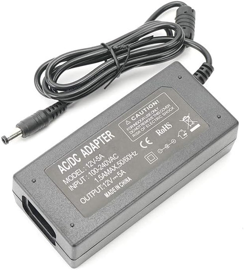 12V 5A Power Adapter, AC100-240V to DC12V Transformers,Power Supply for LED Strip Light,Wireless Router,ADSL Cats,Security Cameras,5A Max, 60 Watt Max 2.1mm X 5.5mm US Plug