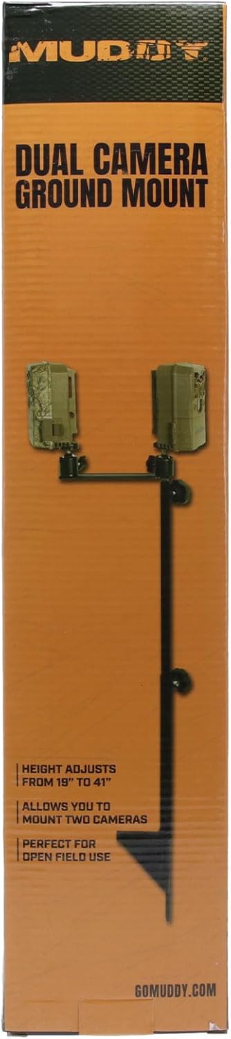 Muddy Dual Camera Durable Steel Fully Adjustable Portable Hunting Outdoor Ground Mount, Works on 1/4" - 20 Receiver