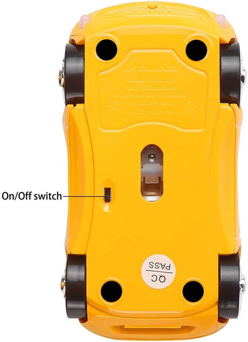 2.4GHz Wireless Mouse Cool 3D Sport Car Shape Ergonomic Optical Mice for PC Laptop Women Small Hands (Yellow)