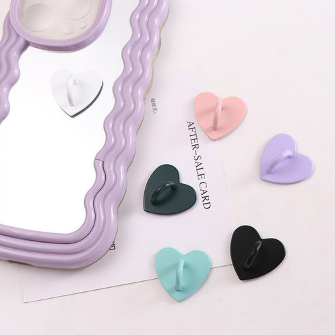 DPWOUM 2Pcs Cell Phone Heart Phone Charm Hook Metal Finger Ring Holder Adhesive Candy Color Heart Cellphone Charm Hook