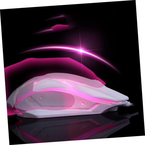 Housoutil White Wired Gaming Mouse USB Backlit Light up Computer Mouse Ergonomic Design for Laptop Desktop Home Dorm