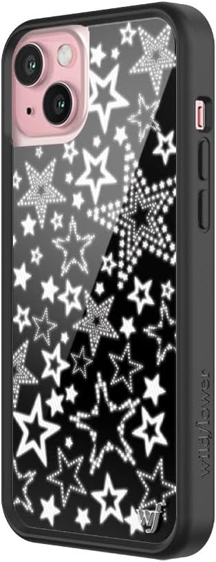 Wildflower Star Girl Case for Apple iPhone 15 Plus | Black, White, Stars, Disco, Trendy, Cute, Protective
