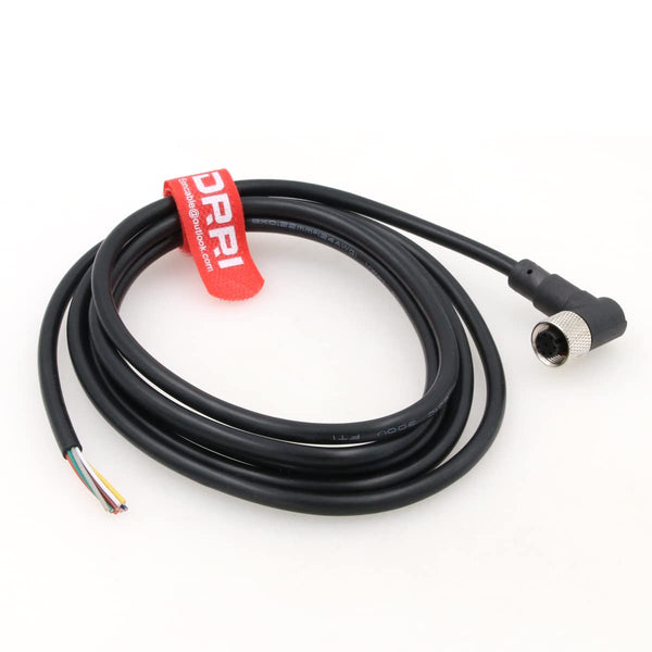 DRRI M12 Right Angle 8-Pins Female Sensor Connector to Fly Lead Waterproof Electrical Shield Cable for Automation