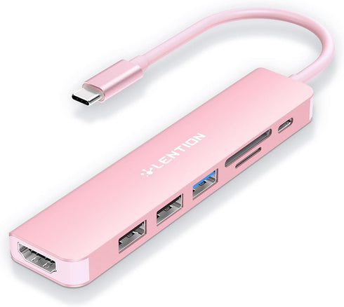 LENTION USB C Hub with 100W Charging, 4K HDMI, Dual Card Reader, Compatible with MacBook Pro and More