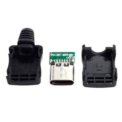 cablecc 10set DIY 4pin USB 2.0 Type C Female Socket Connector - SMT Type with PC Board, Housing & 3.0mm SR