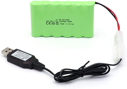 SHAWOROCE 2400mAh 7.2V Ni-Mh Rechargeable Battery Replacement for RC Car Electric Toy Truck
