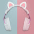 Cute Pink Cat Ears for HyperX Cloud/Cloud Stinger/Cloud Flight Headsets, Adjustable Attachment Straps, White & Pink
