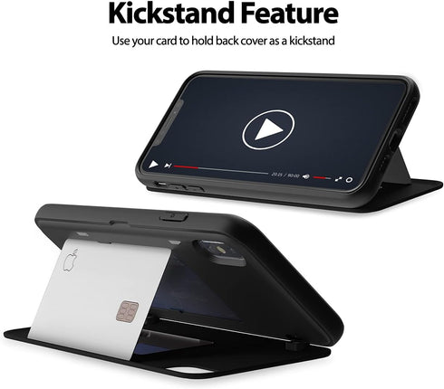 GOOSPERY Magnetic Secure Bumper Case for iPhone Xs Max, Card Holder Wallet, Protective Dual Layer, Black
