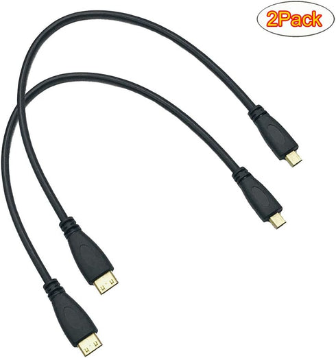 Seadream 2Pack 1Feet Micro HDMI Type D Male to Mini HDMI Type C Male Connector Adapter Cable