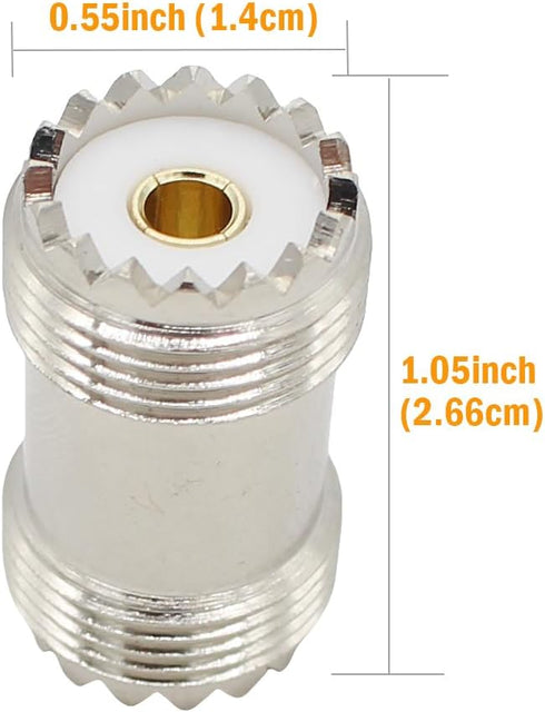 SO239 Barrel Connector, 6-Pack | PL259 Coupler UHF Female to Female RF Adapter for CB Ham Radio Antenna