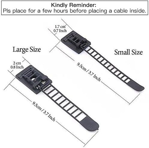 50Pcs 2 Sizes Adjustable Self-Adhesive Nylon Cable Straps - Cable Ties for Wire Management